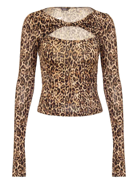  Just Cavalli Leopard-print Twist-detail Top - Brown 