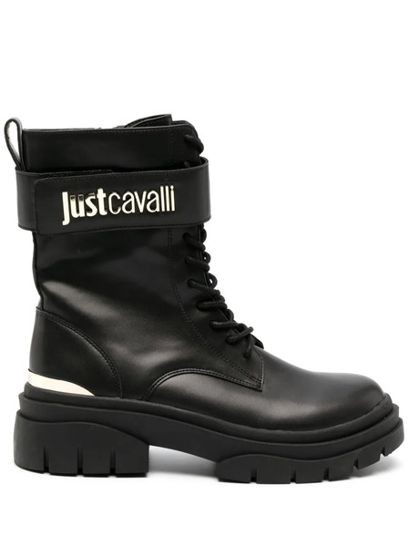  Just Cavalli Logo-plaque Leather Boots - Black 