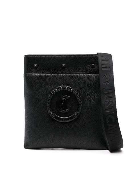  Just Cavalli Logo-plaque Leather Messenger Bag - Black 