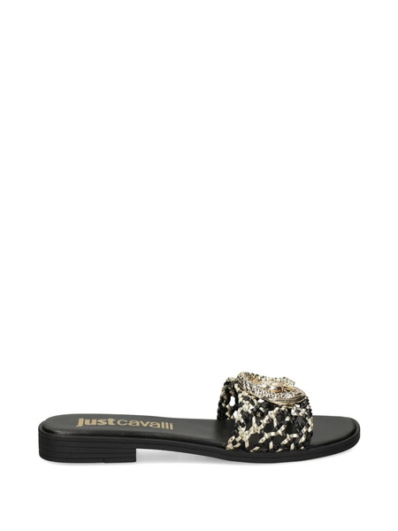  Just Cavalli Logo-plaque Woven Sandals - Black 