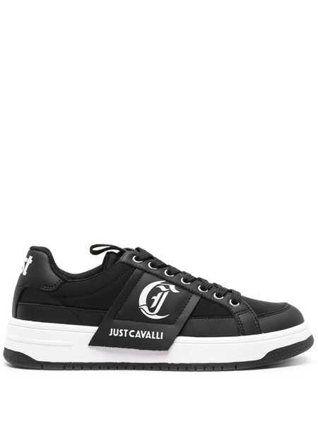  Just Cavalli Logo-print Leather Sneakers - Black 