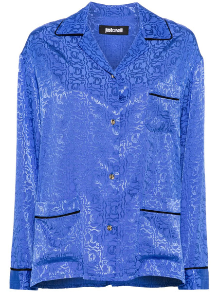  Just Cavalli Logo Snake-jacquard Shirt - Blue 