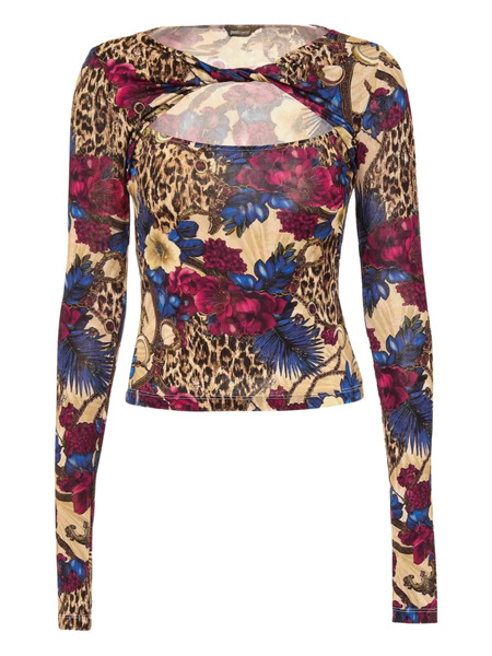  Just Cavalli Mix-print Keyhole Top - Multicolour 