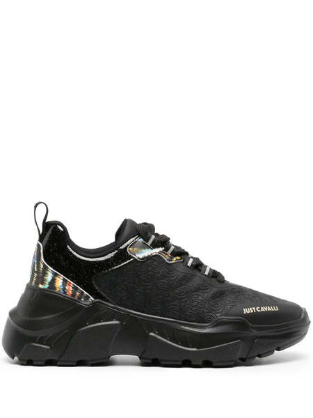  Just Cavalli Monogram Panelled Chunky Sneakers - Black 