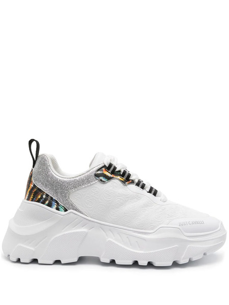  Just Cavalli Monogram Panelled Chunky Sneakers - White 