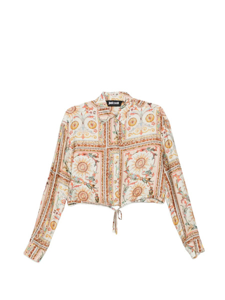  Just Cavalli Tie Detail Floral Blouse - Neutrals 