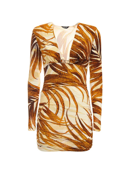  Just Cavalli V-neck Floral Mini Dress - Neutrals 