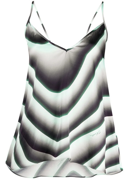  Just Cavalli Wave Print Asymmetric Top - Green 