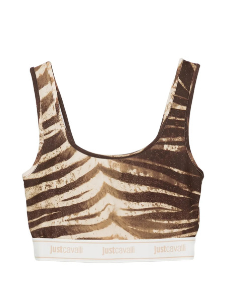  Just Cavalli Zebra Print Crop Top - Brown 