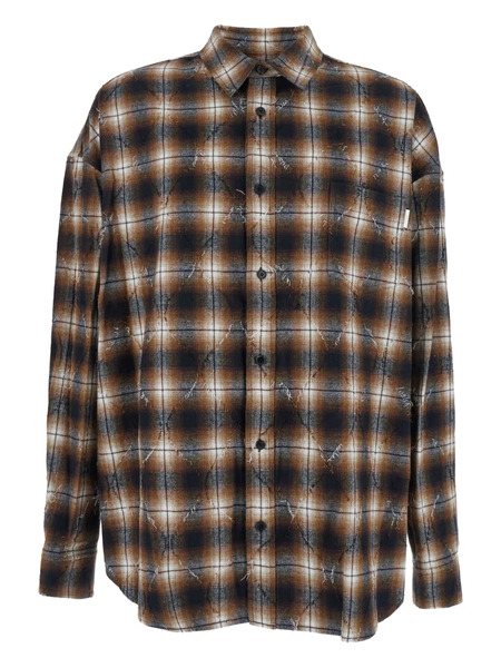  Juun.j Argyle Check Damaged Shirt - Brown 