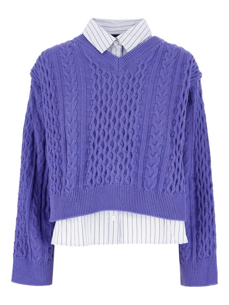  Juun.j Cable-knit Layered Sweater - Purple 