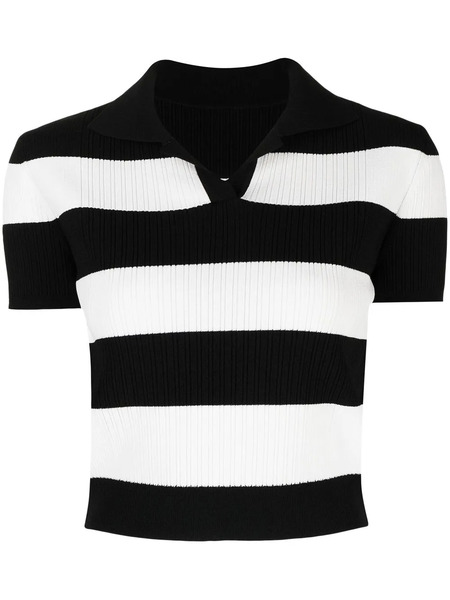  Juun.j Horizontal-stripe Cropped T-shirt - Black 