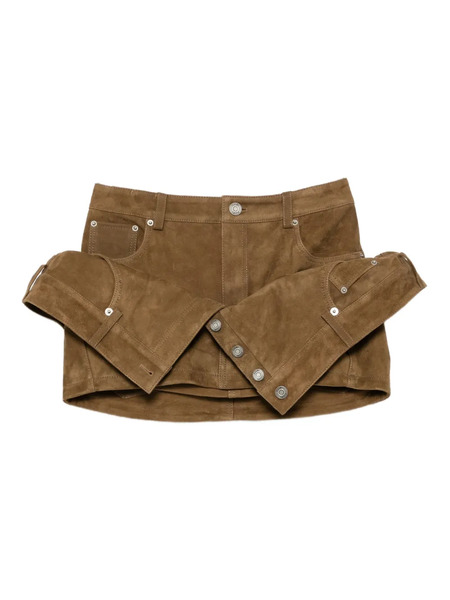  Juun.j Layered Suede Mini Skirt - Brown 