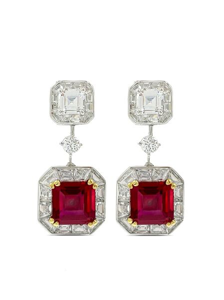  Juwelina Paris Carnival Ruby Drop Earrings - Silver 