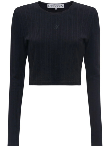  Jw Anderson Anchor-embroidered Cropped Top - Black 