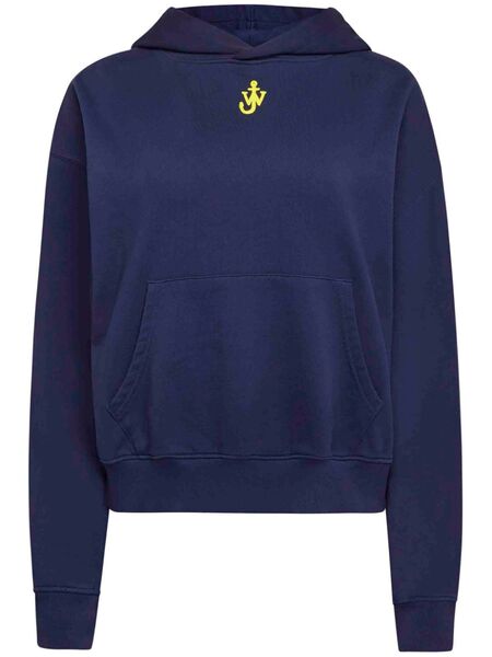  Jw Anderson Anchor-embroidered Hoodie - Blue 