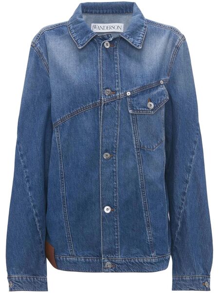  Jw Anderson Anchor-logo Deconstructed Denim Jacket - Blue 
