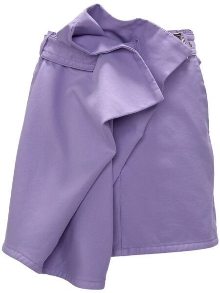  Jw Anderson Asymmetric Draped Cotton Mini Skirt - Purple 