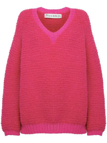  Jw Anderson Bouclé V-neck Sweater - Pink 
