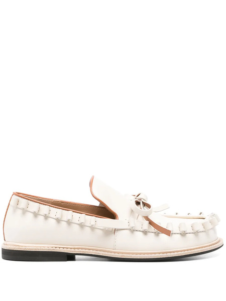  Jw Anderson Bow-detail Leather Loafers - Neutrals 
