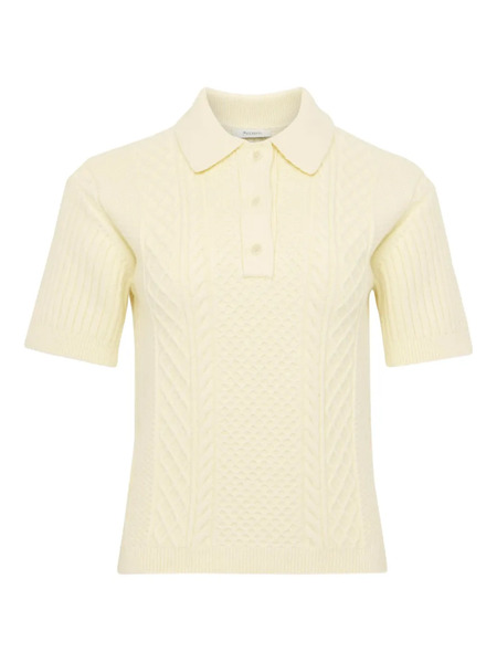  Jw Anderson Cable-knit Polo Top - Neutrals 