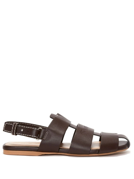  Jw Anderson Caged Leather Slingback Sandals - Brown 