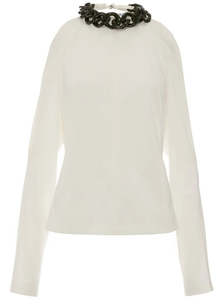  Jw Anderson Chain-embellished Cold-shoulder Top - White 