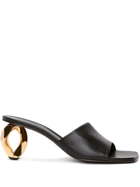  Jw Anderson Chain Heel Leather Sandals - Black 