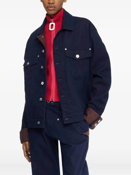  Jw Anderson Contrast-cuff Denim Jacket - Blue 