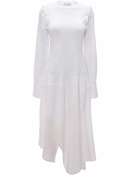  Jw Anderson Detachable-sleeve Patchwork Dress - White 