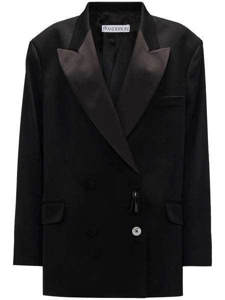  Jw Anderson Double-breasted Contrasting-collar Blazer - Black 