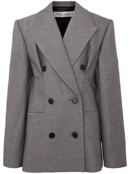  Jw Anderson Double-breasted Hourglass Blazer - Grey 