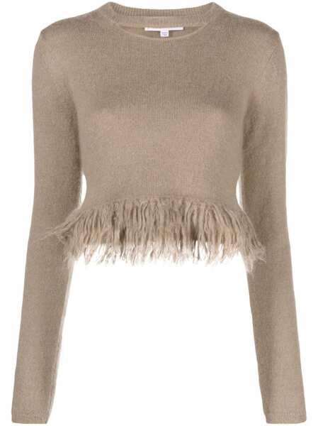  Jw Anderson Fringed-hem Cropped Jumper - Brown 