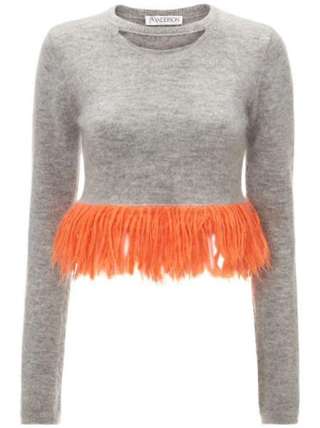  Jw Anderson Fringed-hem Knitted Jumper - Grey 