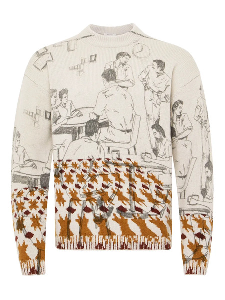  Jw Anderson Graphic-houndstooth Sweater - Grey 