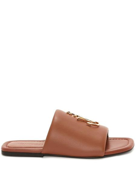  Jw Anderson Jw Anchor Plaque Slide Sandals - Brown 
