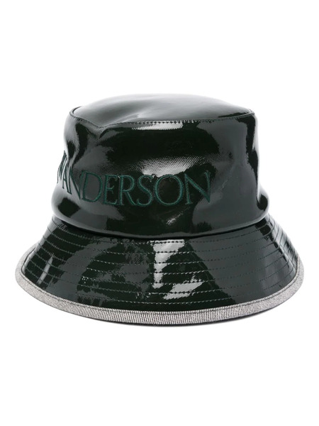  Jw Anderson Logo-embroidered Coated Bucket Hat - Green 