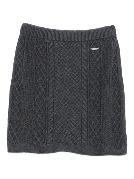  Jw Anderson Logo-plaque Cable-knit Mini Skirt - Grey 