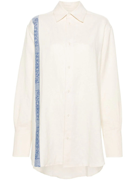  Jw Anderson Logo-stripe Cotton Blend Shirt - Neutrals 