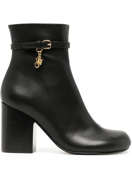  Jw Anderson 80mm Logo-charm Leather Boots - Black 