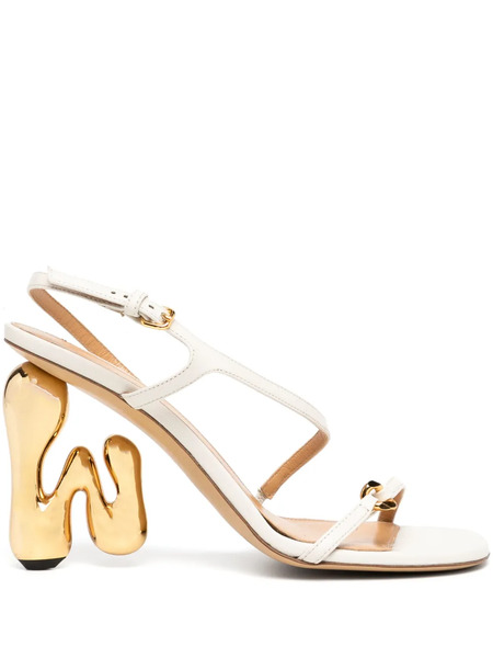  Jw Anderson 100mm Logo-heel Sandals - White 