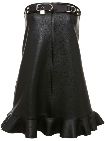  Jw Anderson Padlock-embellished Ruffled Leather Minidress - Black 