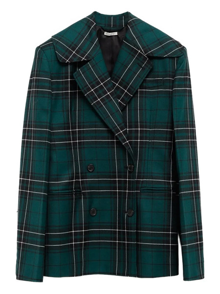  Jw Anderson Plaid-pattern Double-breasted Blazer - Green 