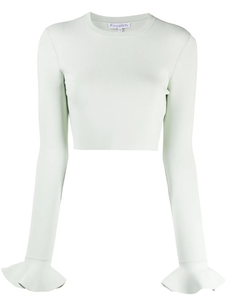  Jw Anderson Ruffle-detail Cropped Top - Green 