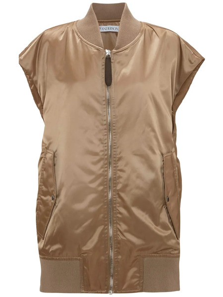  Jw Anderson Satin-finish Bomber Gilet - Neutrals 