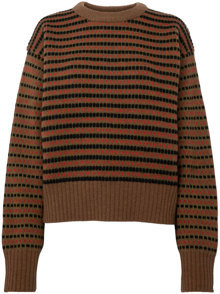  Jw Anderson Striped-jacquard Wool Sweater - Brown 