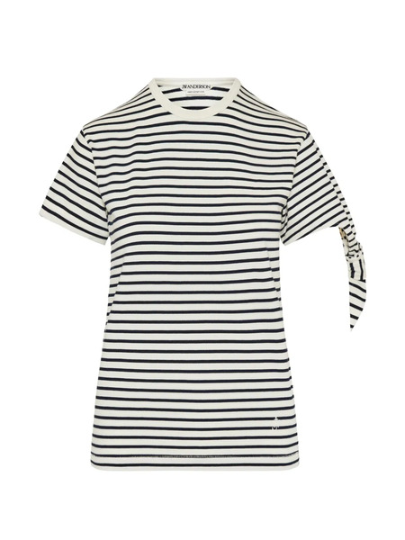  Jw Anderson Striped Tie-sleeve T-shirt - White 