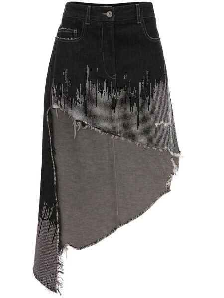  Jw Anderson Studded Asymmetric Denim Skirt - Black 