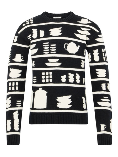  Jw Anderson Tableware-pattern Crew-neck Sweater - Black 
