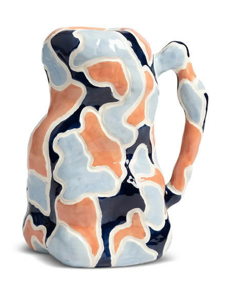  &k Amsterdam Large Patterned Jug Vase (30cm X 25.5cm) - Blue 